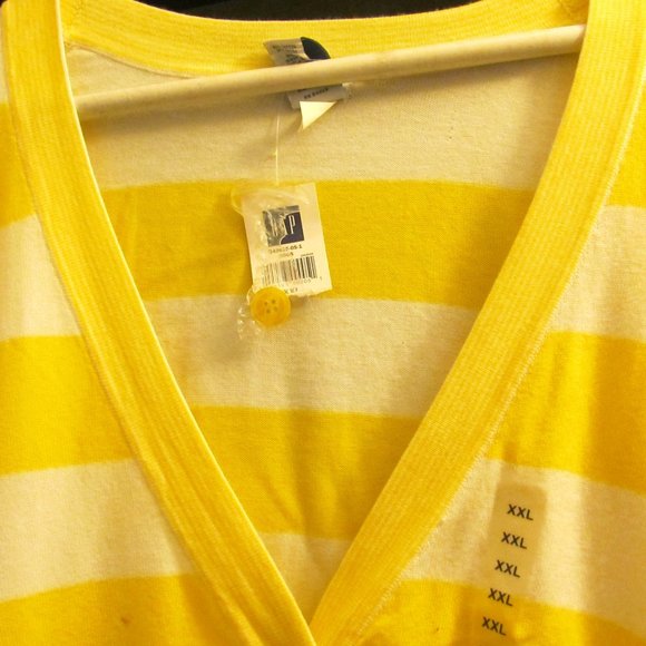 GAP Striped Cardigan Yellow/ White Button-Down - Picture 2 of 3